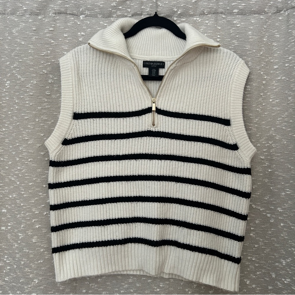 Cynthia Rowley Women’s and Black Striped Sweater Vest